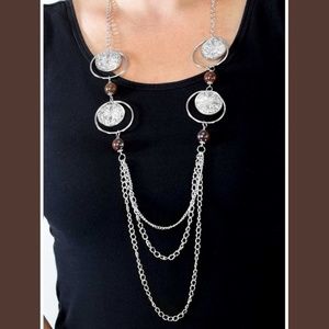 Brown Necklace & Earrings - Utter Amazement
